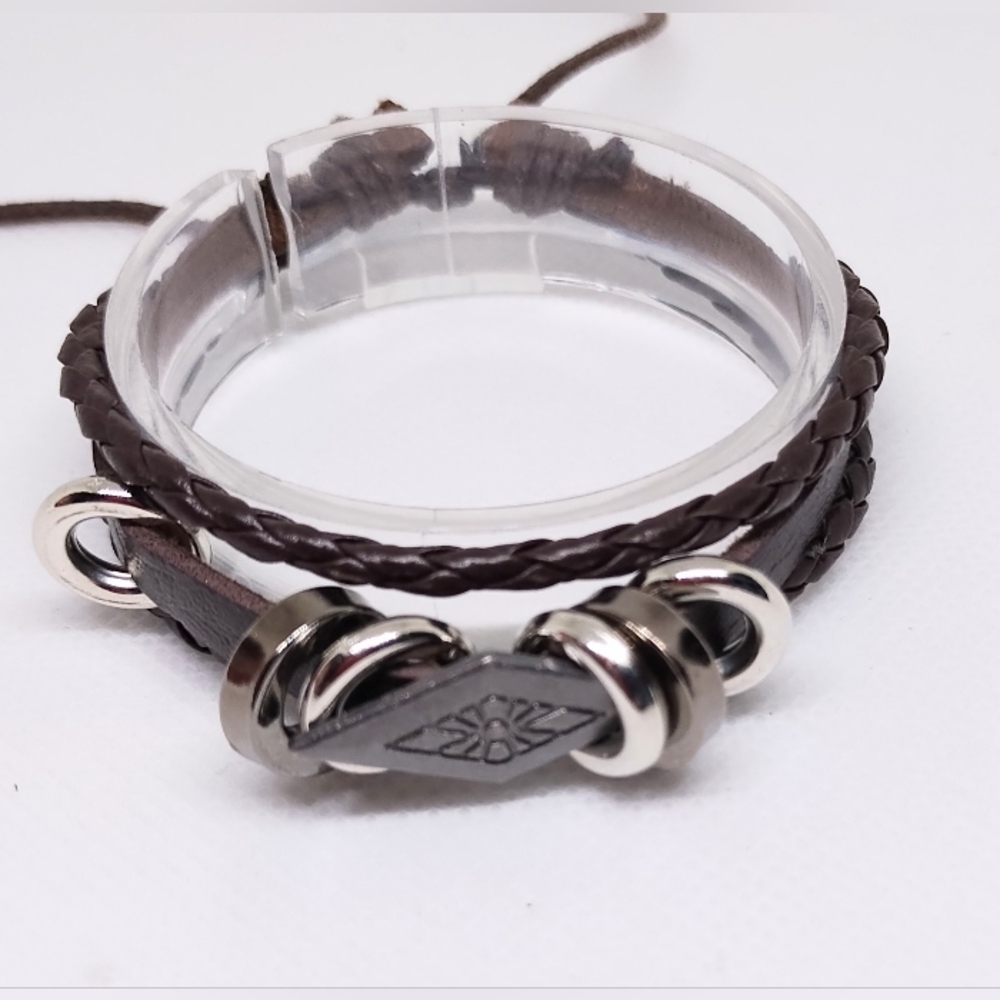 Men's Bracelet Leather‎ Layered Braided Brown Jewelry New f16